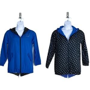 Dutch Bros Reversible Hooded Zip Front Jacket Blue Size Small